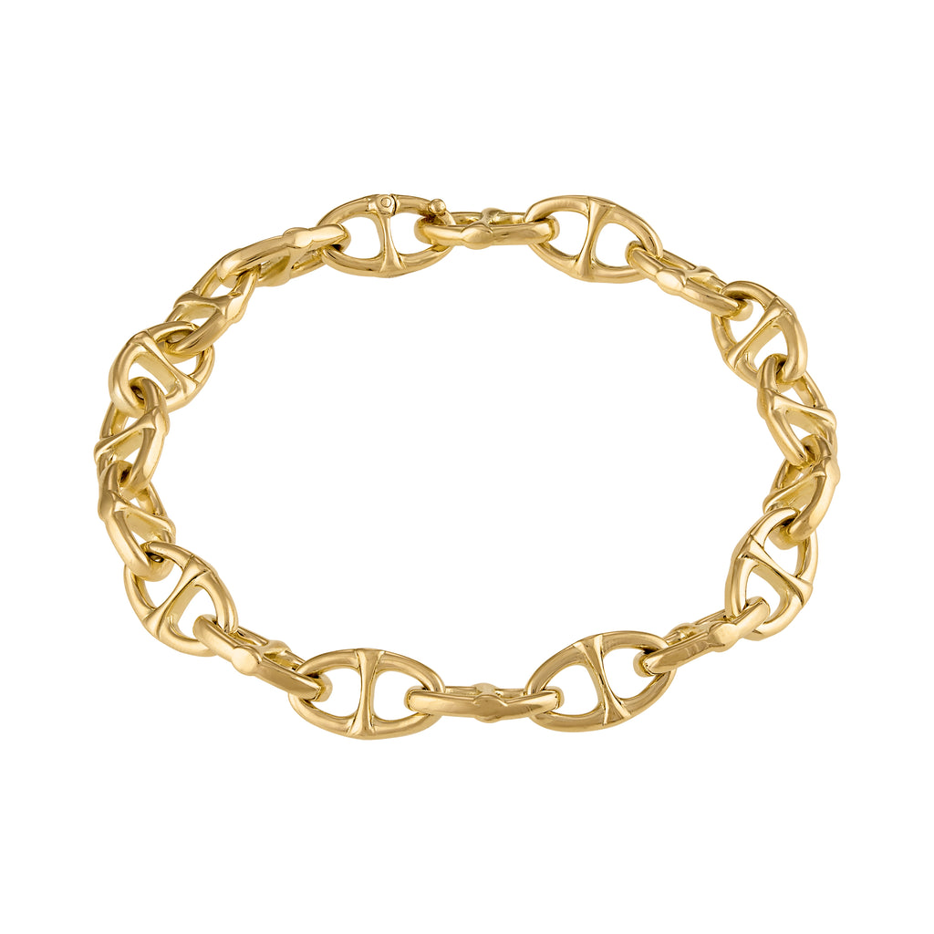 Solid Mariner Chain Bracelet 14K Yellow Gold 7.5